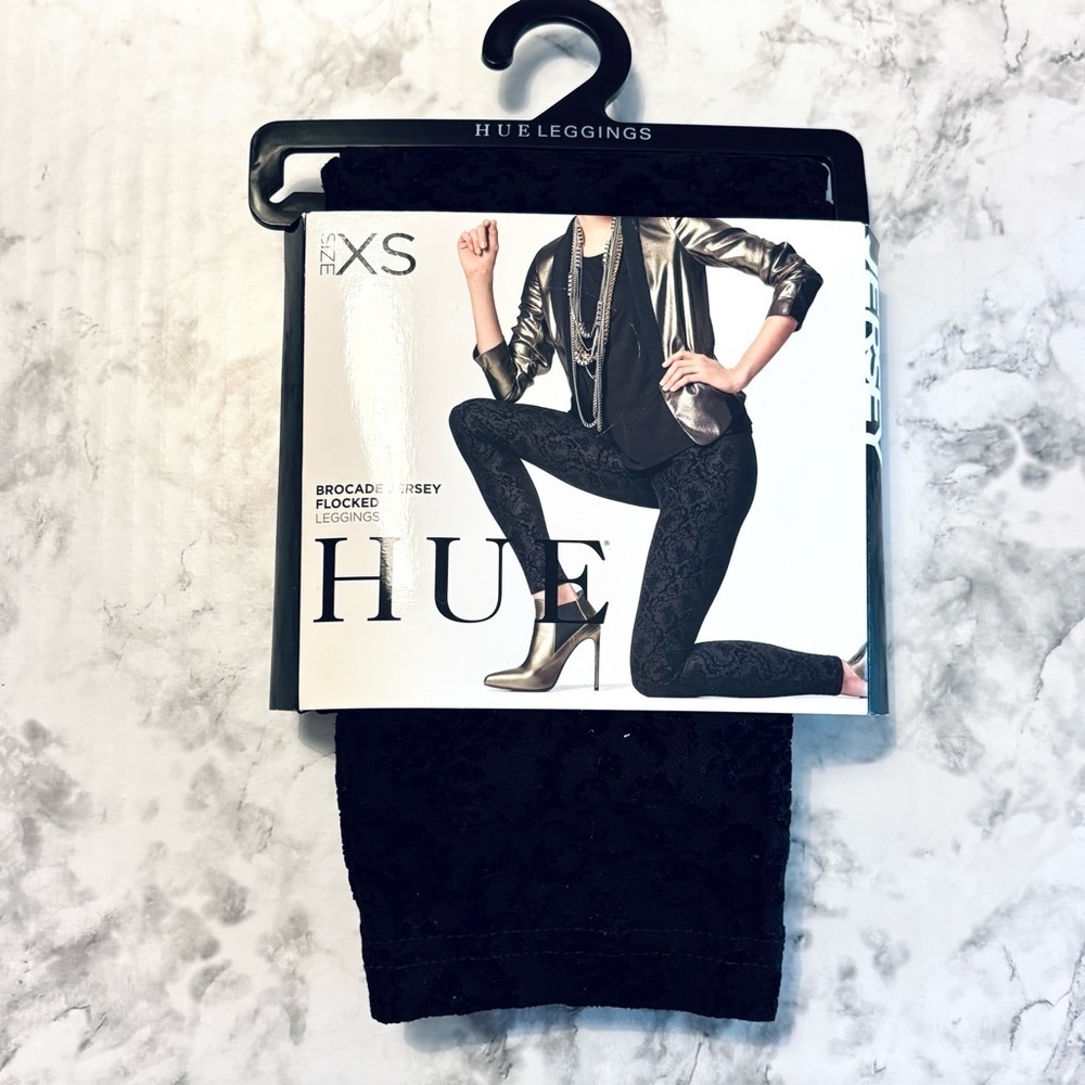 Hue Black Brocade Jersey Flocked Leggings Size XS from Nordstrom NWT